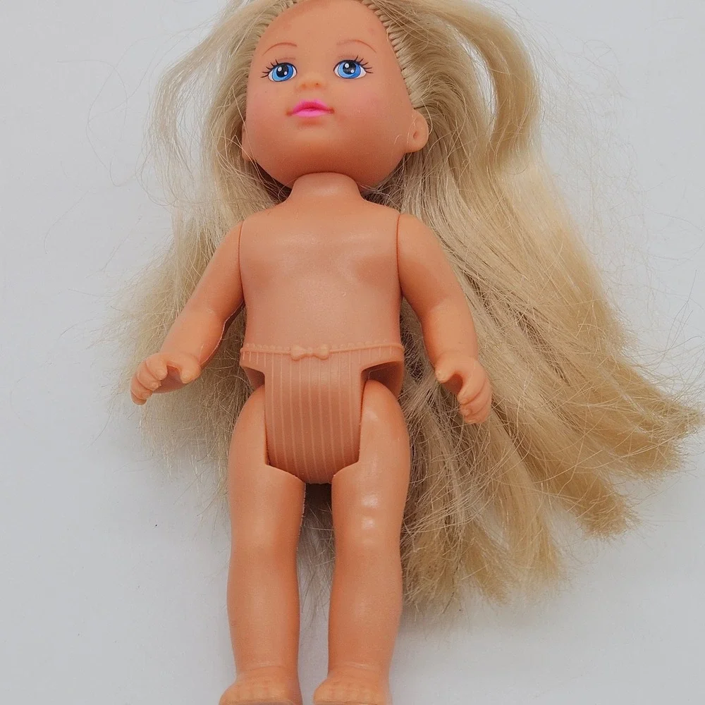 Simba Miniature Doll Unisex 4.75in Tan Blonde Hair Blue Eyes Articulated Toy